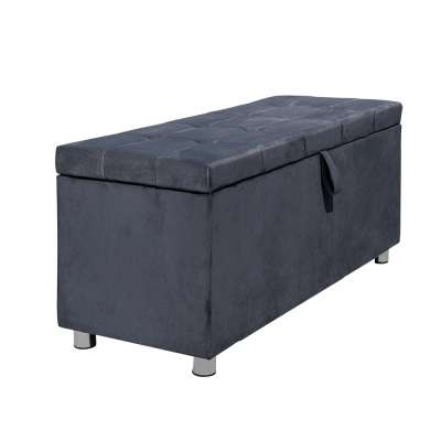 Upholstered Dark Grey Storage Folding Ottoman Bench