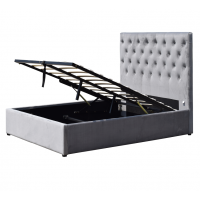 OEM Factory Hotsale Customized New Button-Tufted Velvet High Headboard Upholstered Gas Lift  Platform Storage Bed