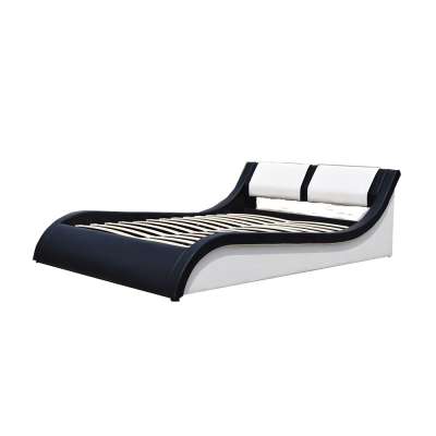 Italian design curved shape storage white leather bed 2017 new style