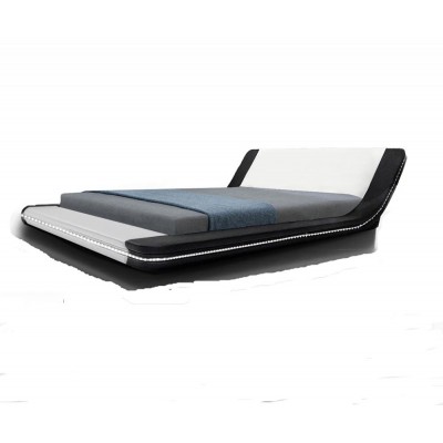 Italian Curved LED Leather Bed