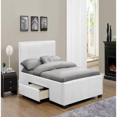 White PU leather storage bed