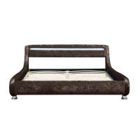 Home Furniture Italian Design  Curve Shape King Size Brown Crush Velvet Fabric Soft Upholstered Bed